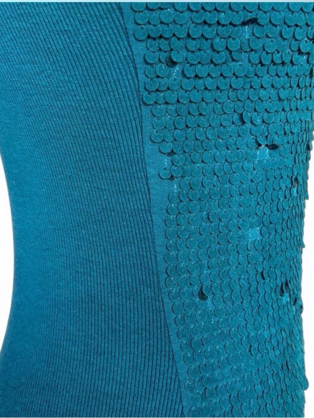 Armani Exchange Y2K Dark Teal Sequin Scoop Rib Tank - Picture 4 of 6